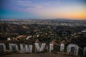 Hollywood sign and cityscape