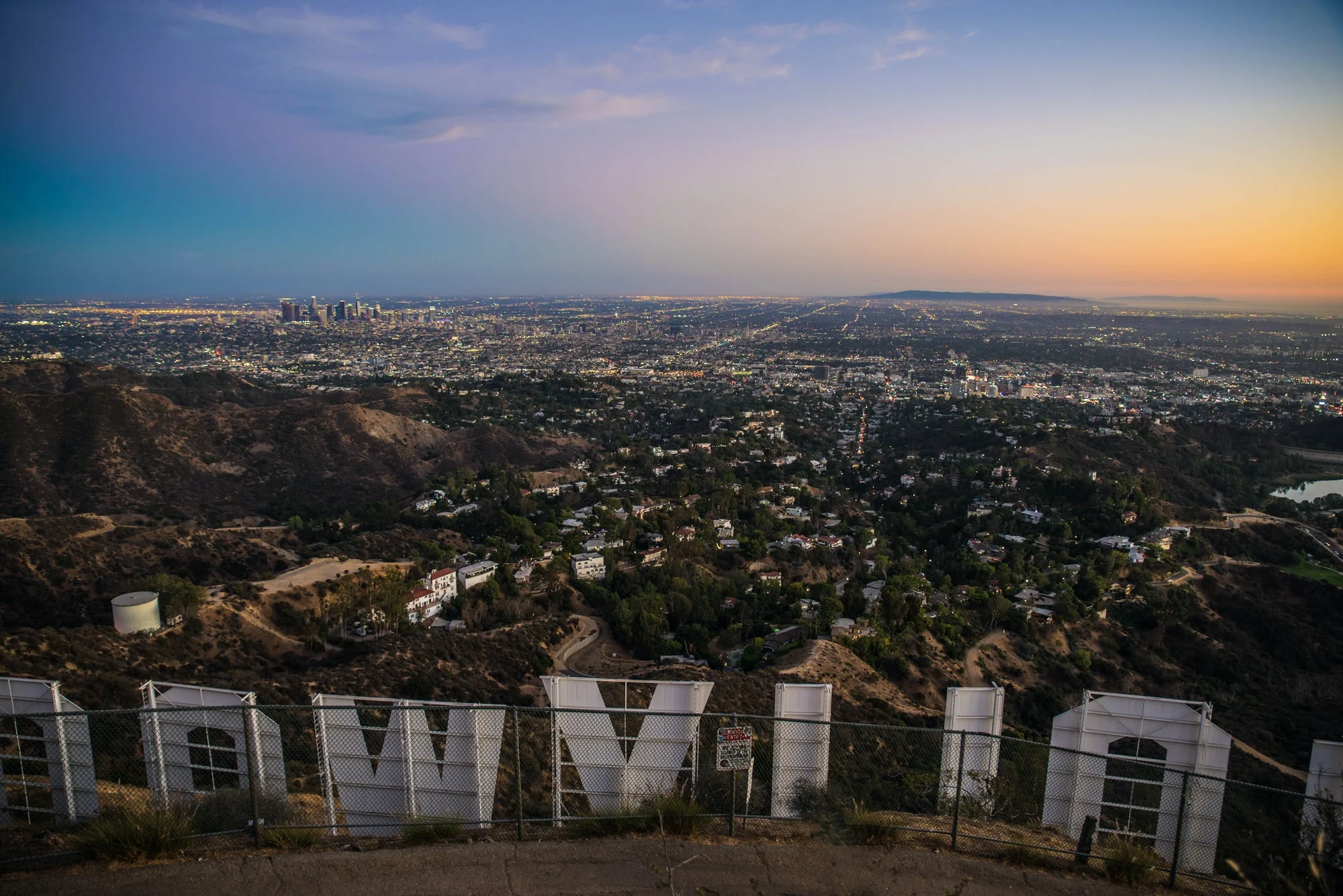 Hollywood sign and cityscape