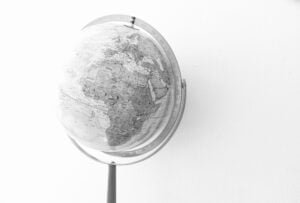 World globe in black and white.