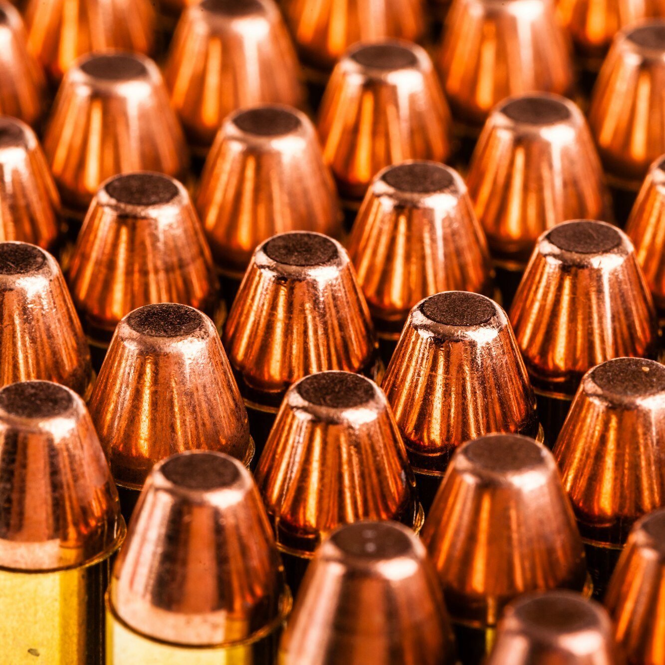 Handgun ammunitions on white